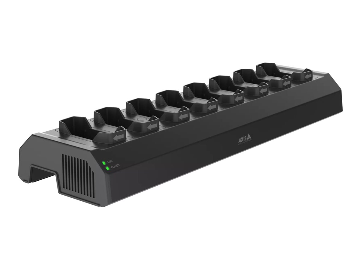 Axis W701 Mk II - Station zum Laden und Synchronisieren - 8 Schchte + AC-Netzteil - 120 Watt - 8 Ausgabeanschlussstellen (Steckverbinder fr Bodycam)