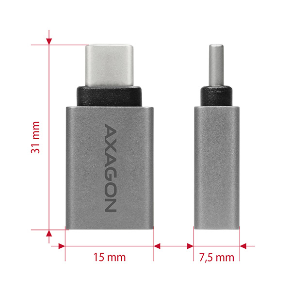 Axagon RUCM-AFA changeur de genre de c�ble USB type C USB type A M�tallique