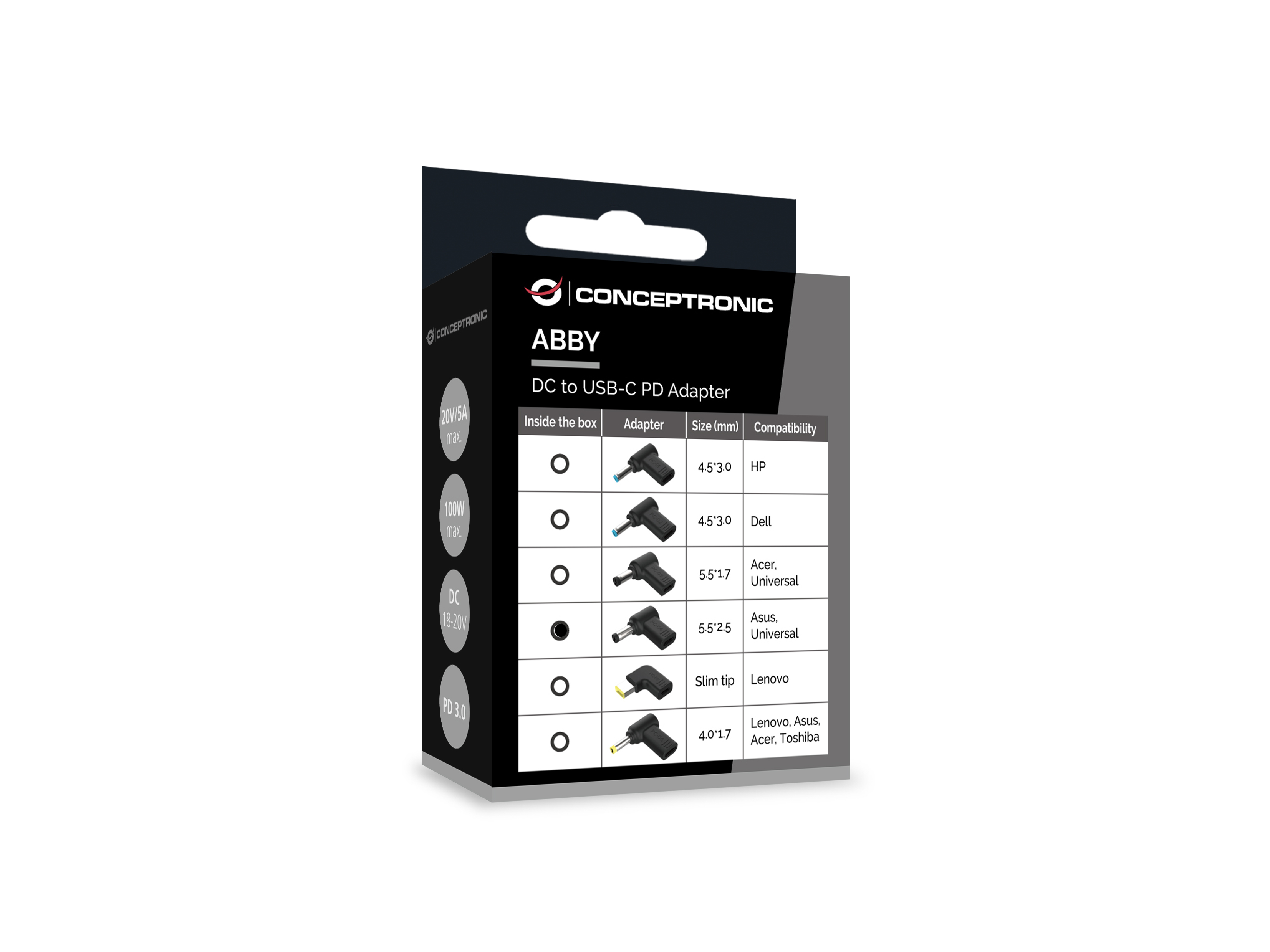 Conceptronic ABBY15PC04 accesorio para portatil Clavija de adaptador de corriente para ordenador porttil