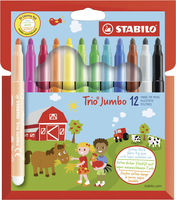 STABILO Trio Jumbo stylo-feutre Noir, Bleu, Marron, Vert, Cyan clair, Vert clair, Orange, P�che, Rose, Rouge, Blanc, Jaune 12 pi�ce(s)