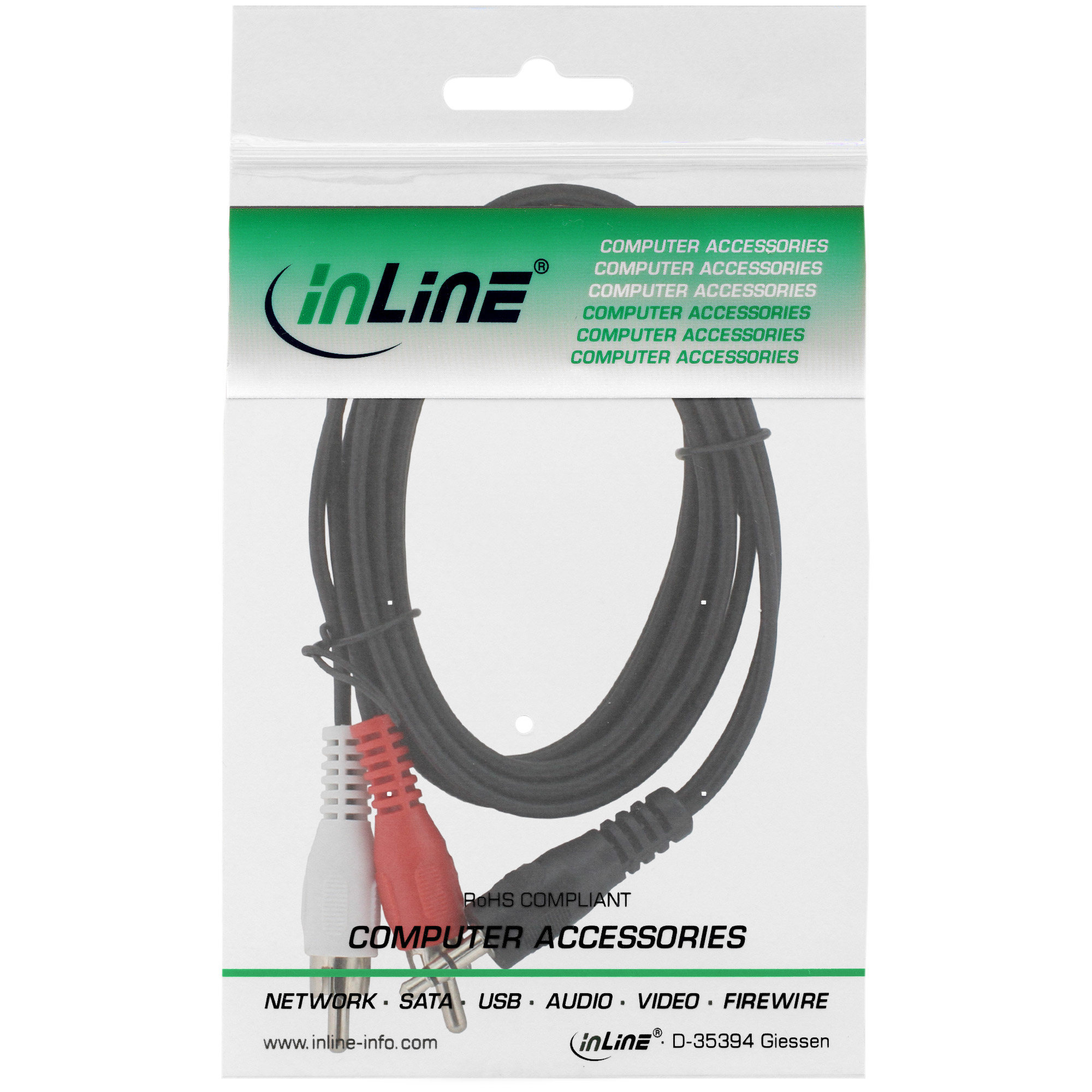 InLine Audio cable 2x RCA male / 3.5mm Stereo male 1.5m