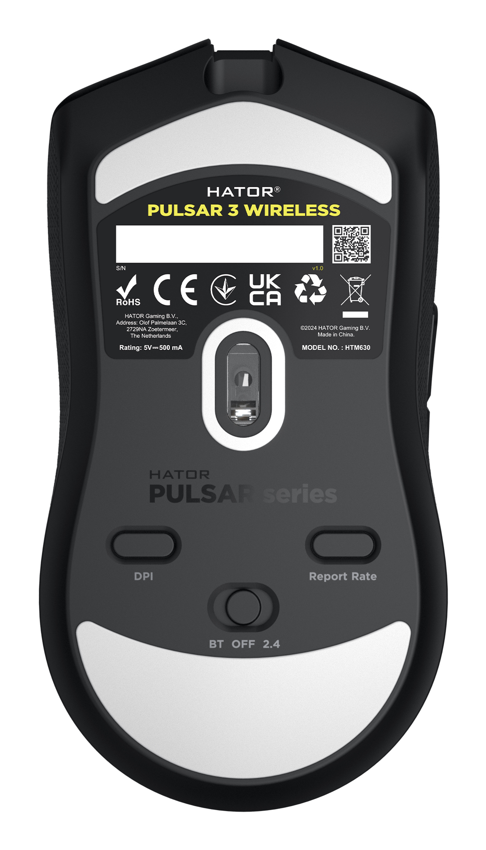 Hator Pulsar 3 wireless black Gaming Mouse - Optical Yellow Switches PixArt - 12.000 dpi - Optisch