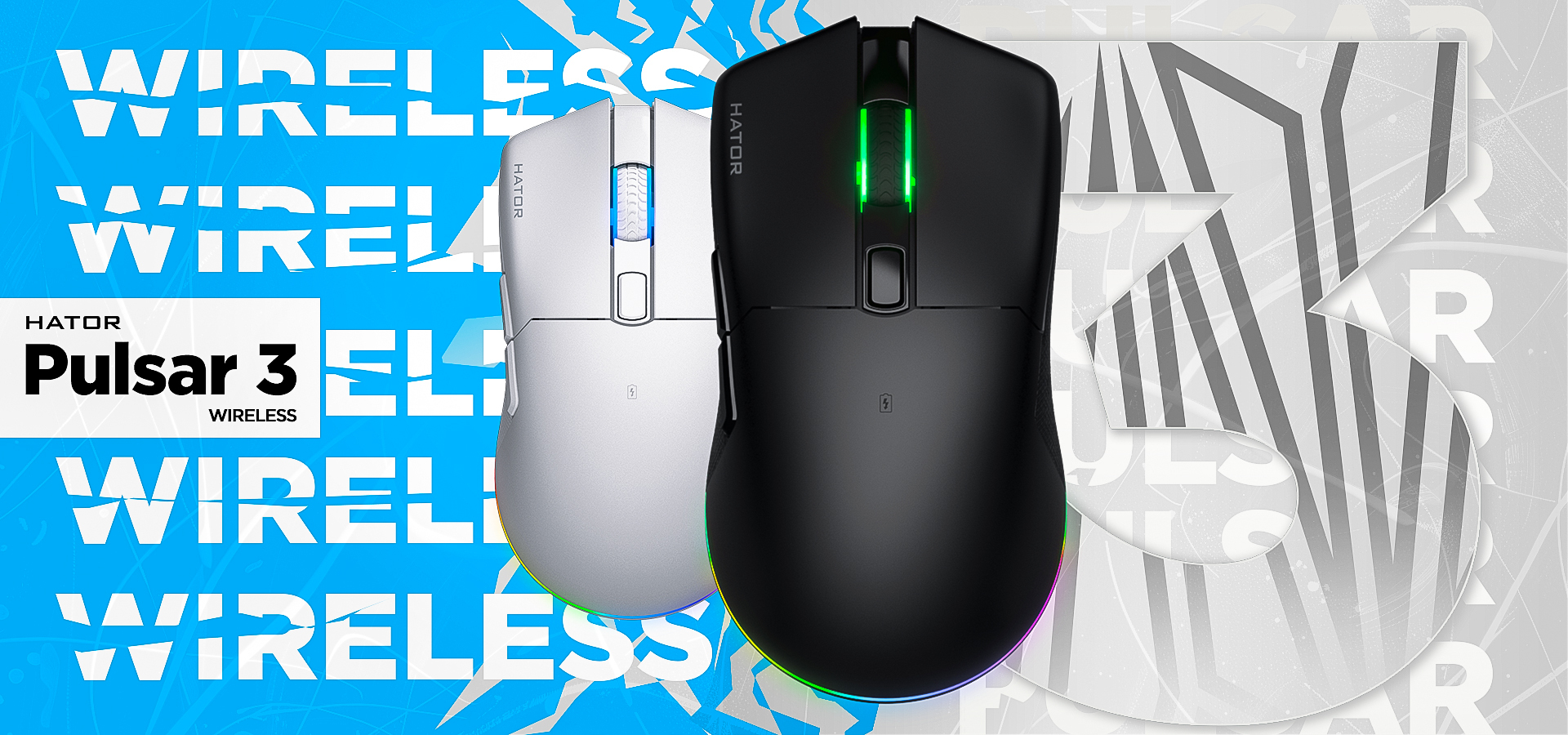 Hator Pulsar 3 wireless black Gaming Mouse - Optical Yellow Switches PixArt - 12.000 dpi - Optisch