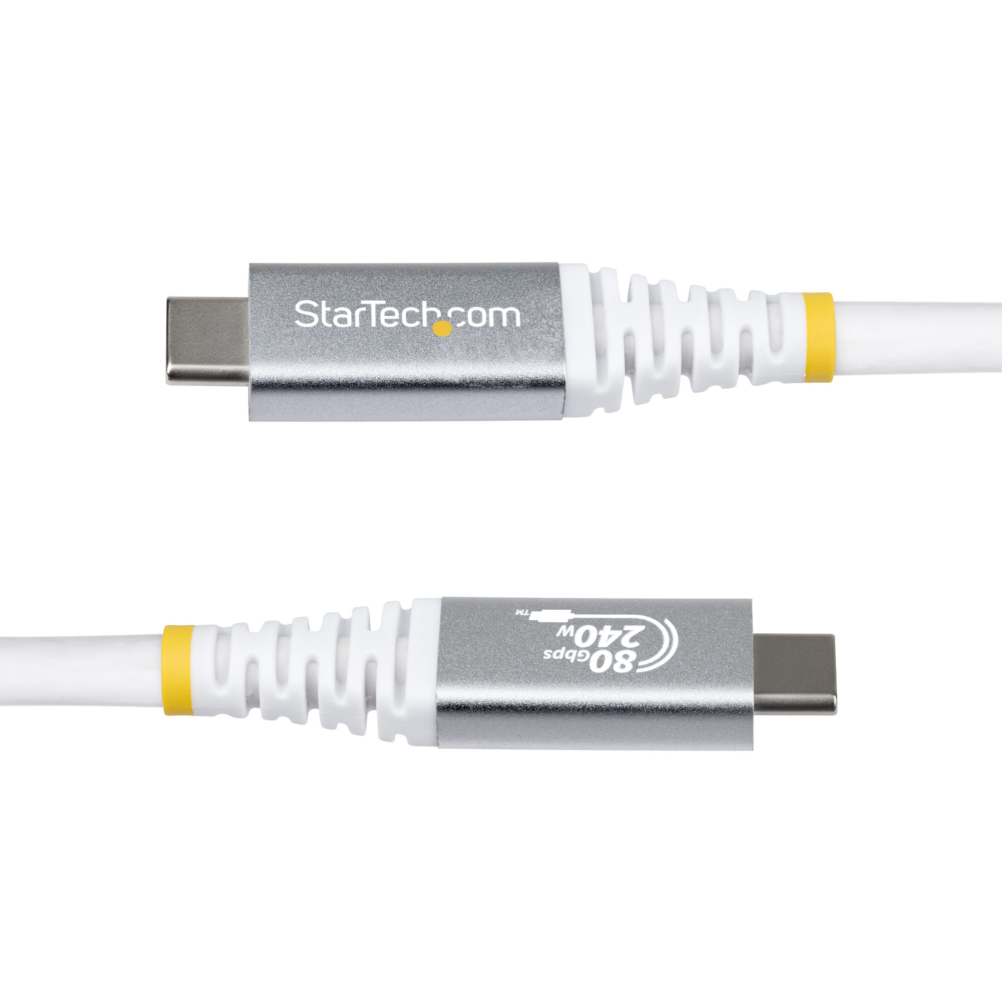 StarTech.com Cavo USB4 da 50cm, Cavo USB-C Certificato USB-IF, 80Gbps, PD240W, 8K120Hz / 4K240Hz DP2.1 DP80, Cavetto Tipo-C Compatibile Thunderbolt 4; Bianco