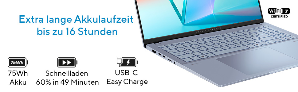 ASUS Vivobook S 16 OLED S5606CA-RI152W Intel Core Ultra 7 255H Port�til 40,6 cm (16) WQXGA+ 32 GB LPDDR5x-SDRAM 1 TB SSD Wi-Fi 7 (802.11be) Windows 11 Home Alem�n Negro