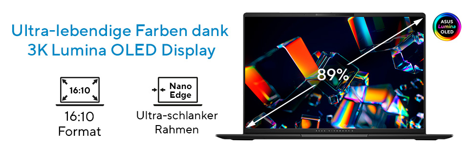 ASUS Vivobook S 16 OLED S5606CA-RI152W Intel Core Ultra 7 255H Port�til 40,6 cm (16) WQXGA+ 32 GB LPDDR5x-SDRAM 1 TB SSD Wi-Fi 7 (802.11be) Windows 11 Home Alem�n Negro