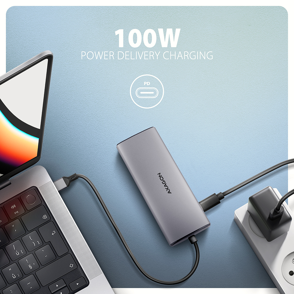 Axagon HMC-6G2L laptop dock/port replicator Wired USB 3.2 Gen 2 (3.1 Gen 2) Type-C Aluminium