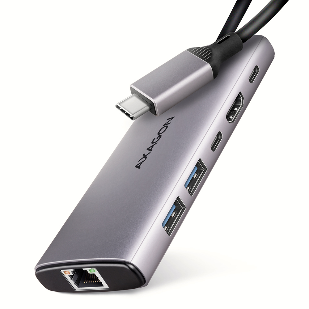 Axagon HMC-6G2L laptop dock/port replicator Wired USB 3.2 Gen 2 (3.1 Gen 2) Type-C Aluminium