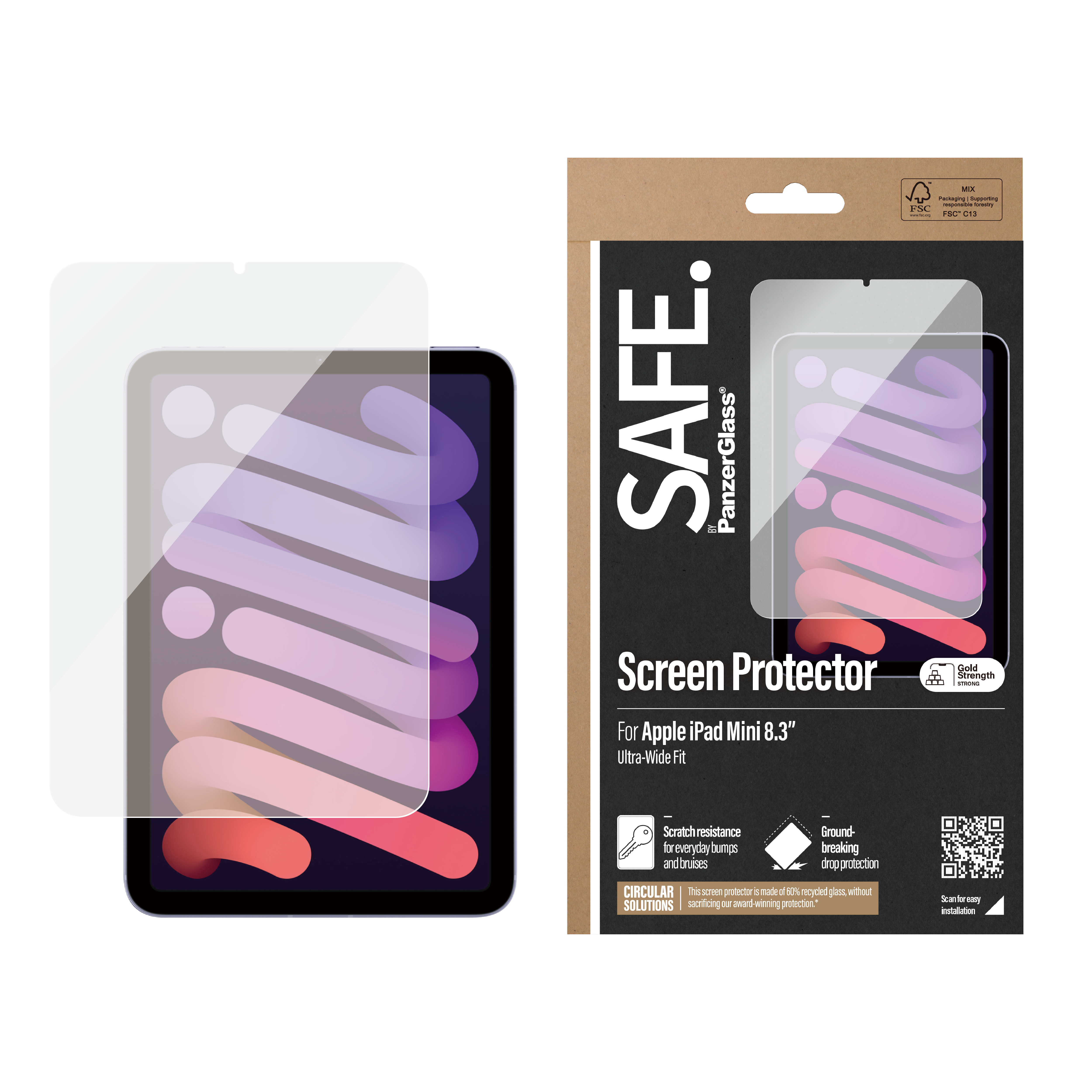 PanzerGlass SAFE. by � Screen Protector iPad Mini 8.3 (2021, 2024) | Ultra-Wide Fit