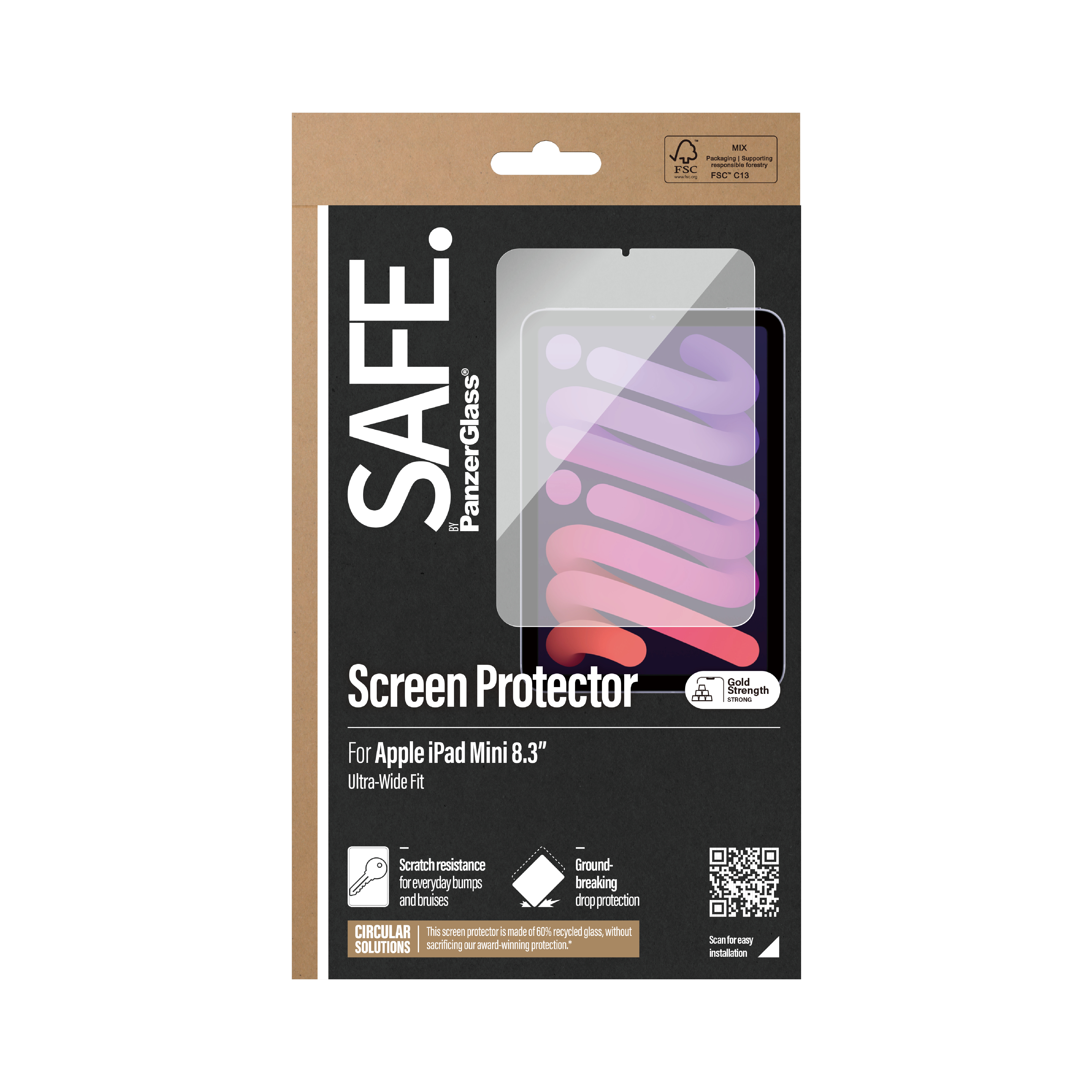 PanzerGlass SAFE. by � Screen Protector iPad Mini 8.3 (2021, 2024) | Ultra-Wide Fit