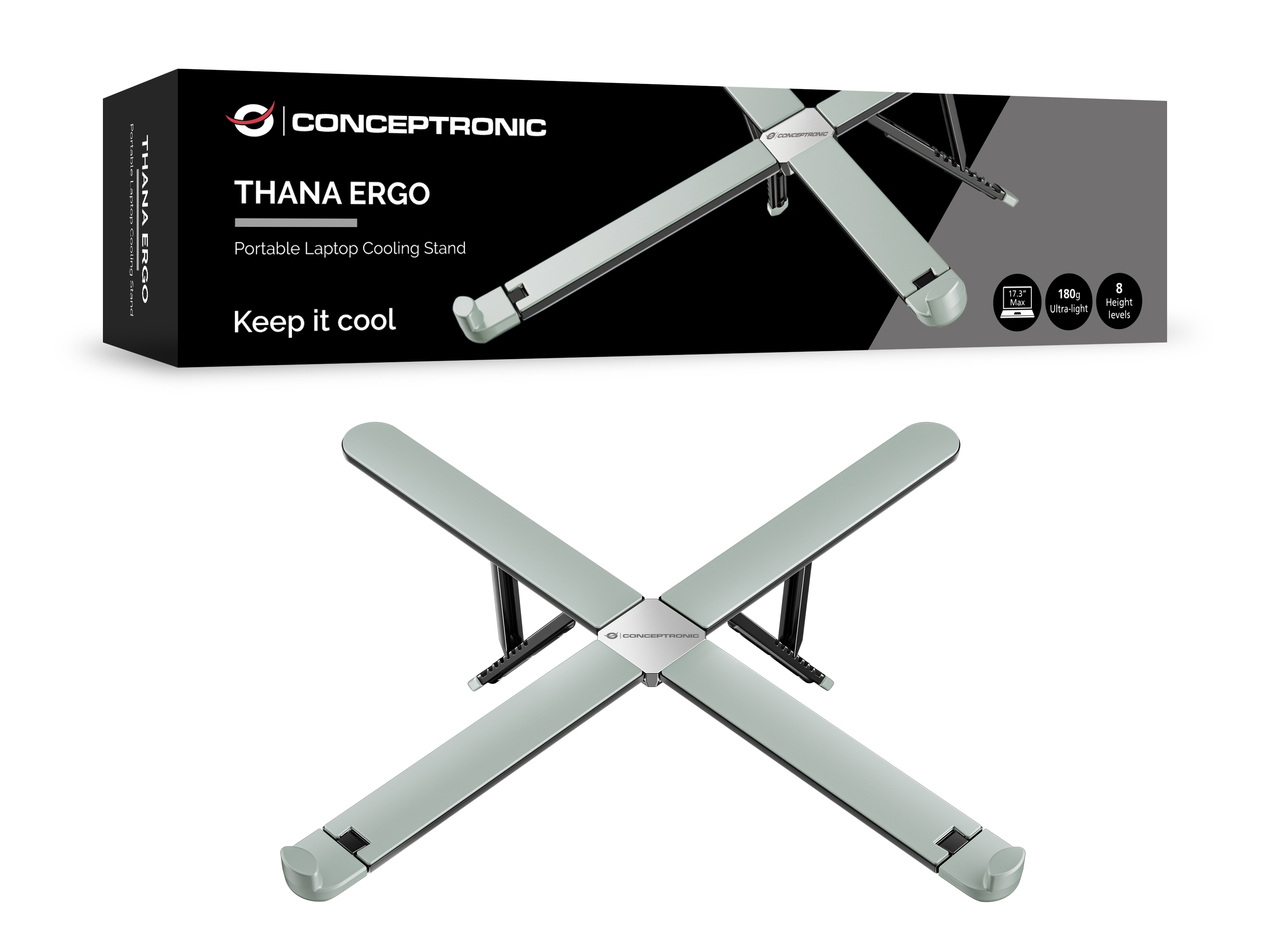 Conceptronic THANA11G ERGO Portable Laptop Cooling Stand