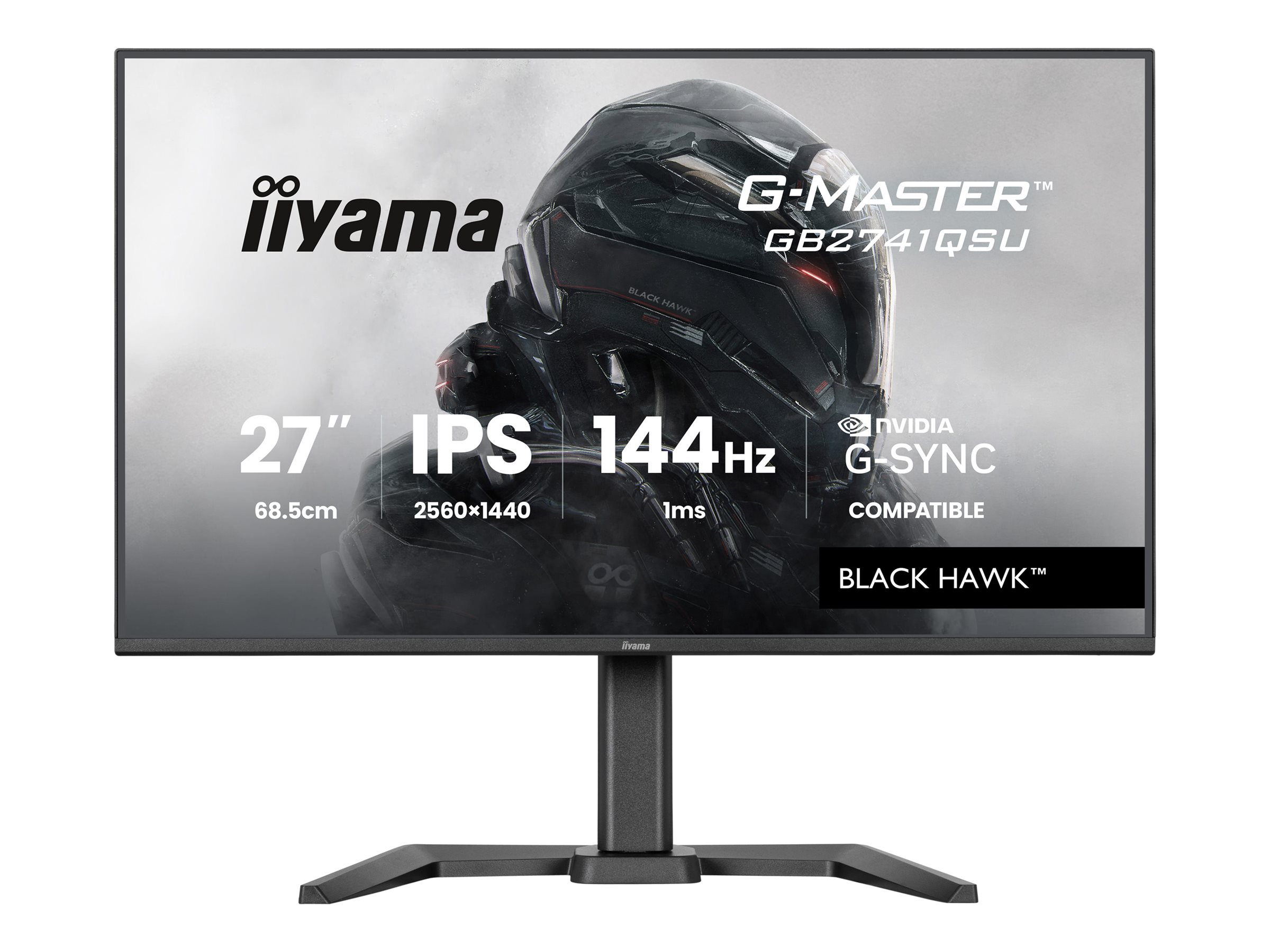 iiyama G-MASTER Get ahead with the 27 GB2741QSU Black Hawk monitor with IPS Panel Technology, 1ms MPRT and height adjustabe stand