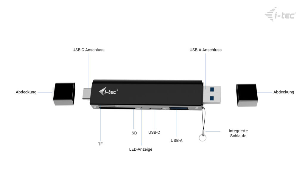 i-tec USB-C/USB-A Dongle SD, TF and 2x USB (1x USB-A, 1x USB-C)