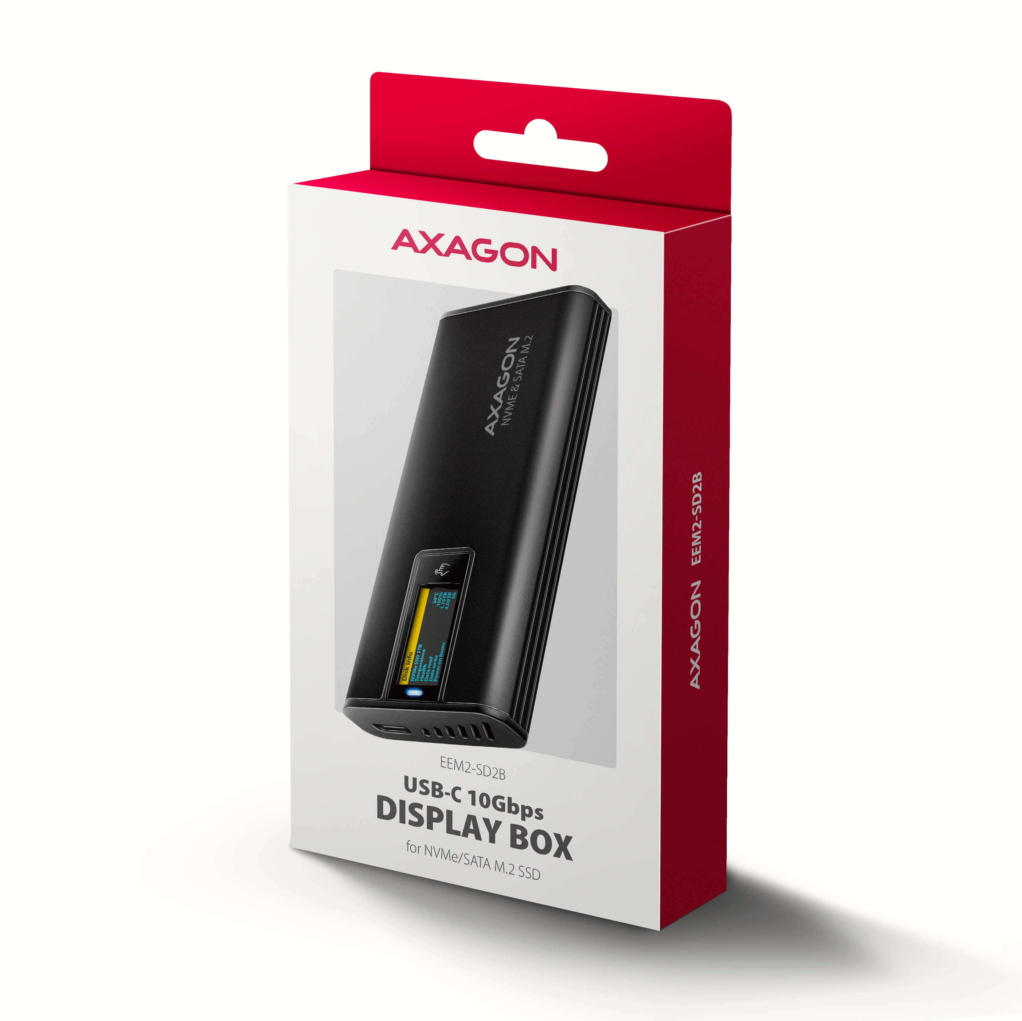 Axagon EEM2-SD2B caja para disco duro externo Caja externa para unidad de estado s�lido (SSD) Negro M.2