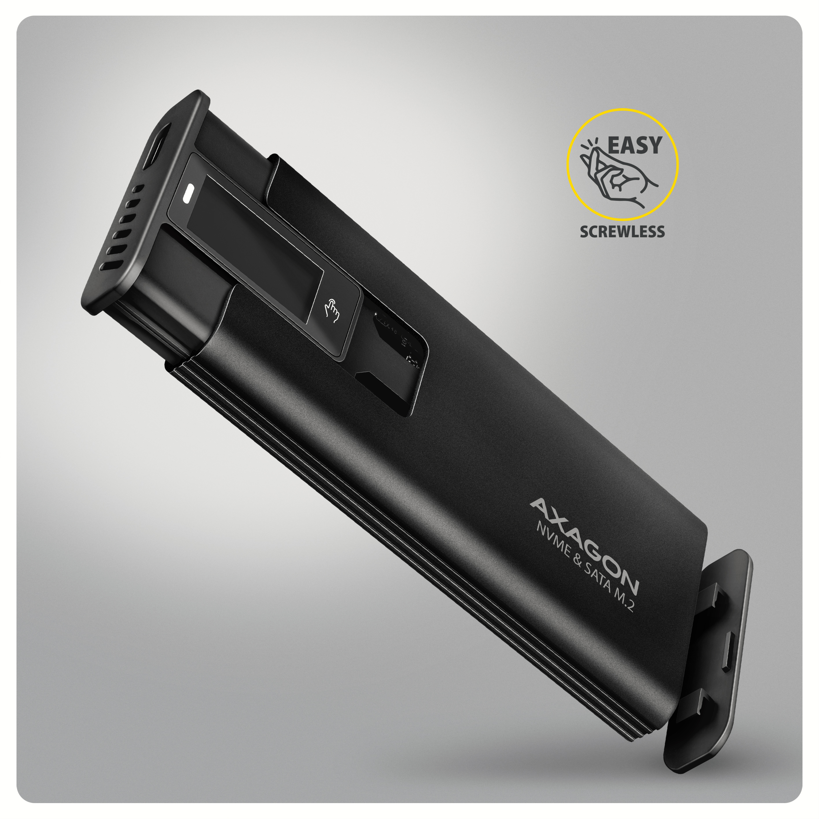 Axagon EEM2-SD2B caja para disco duro externo Caja externa para unidad de estado s�lido (SSD) Negro M.2