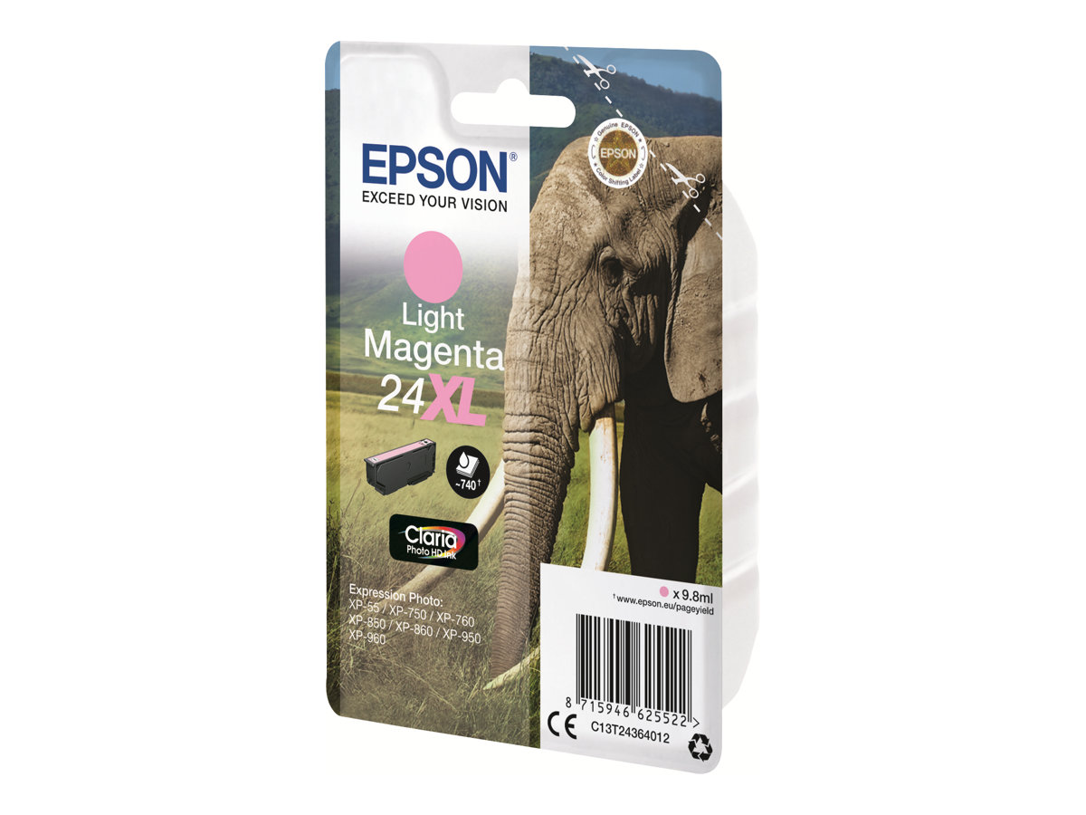 Epson Elephant Singlepack Light Magenta 24XL Claria Photo HD Ink