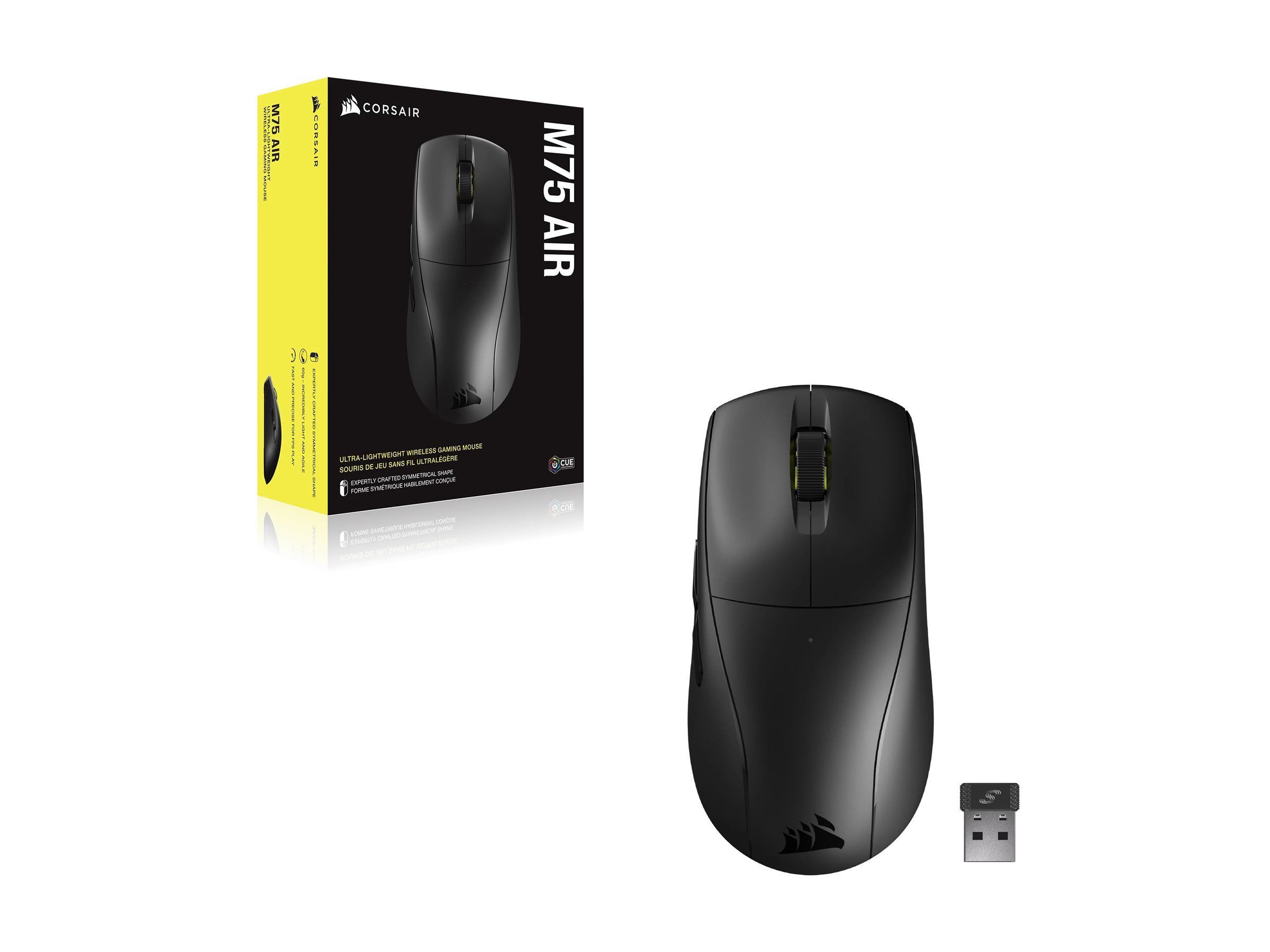 Corsair M75 AIR - Maus - optisch - 5 Tasten - kabellos - Bluetooth, 2.4 GHz - kabelloser Empf�nger (USB)