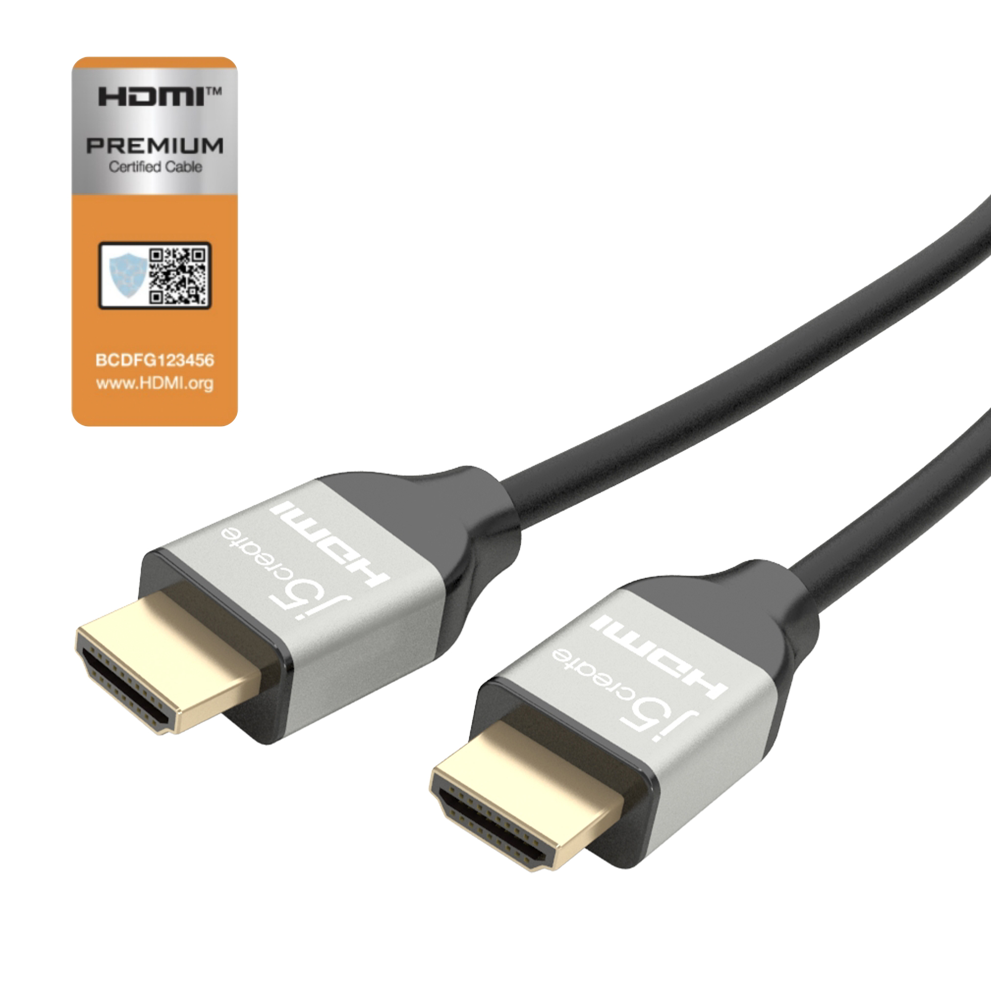 j5create JDC52 Ultra HD 4K HDMI Cable, Black and Grey, 2 m