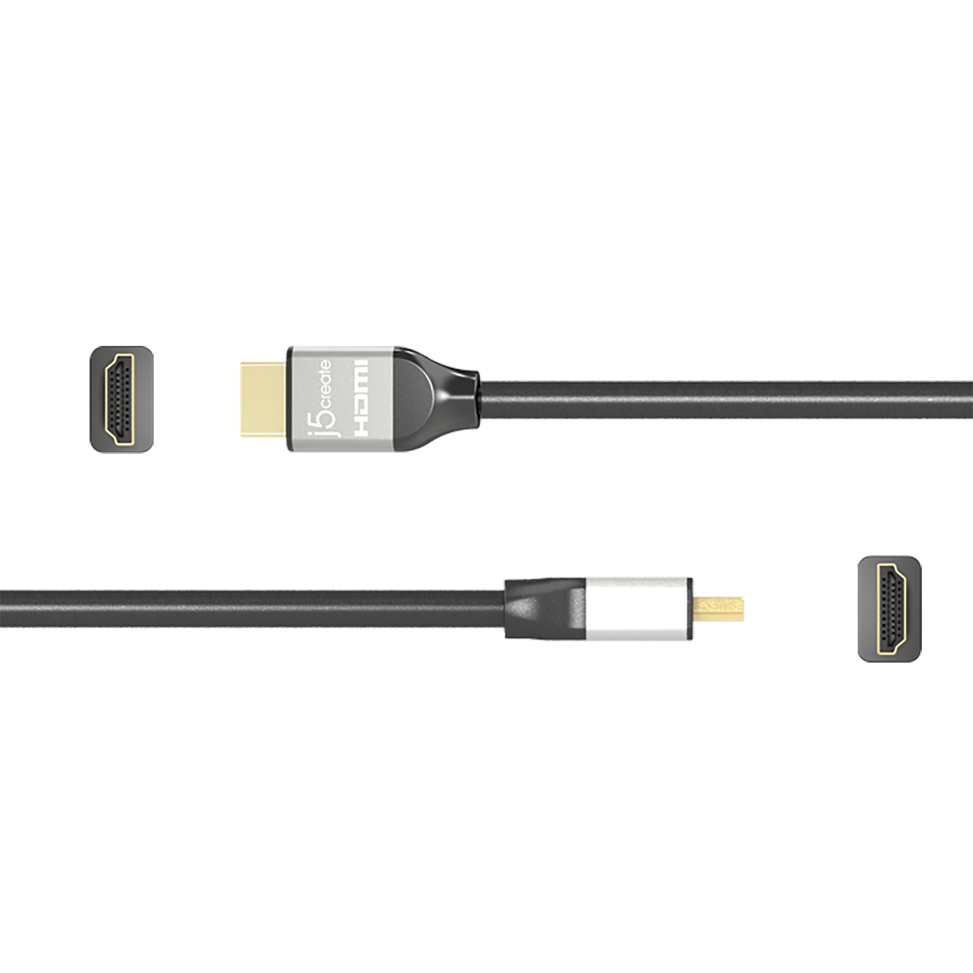 j5create JDC52 Ultra HD 4K HDMI Cable, Black and Grey, 2 m