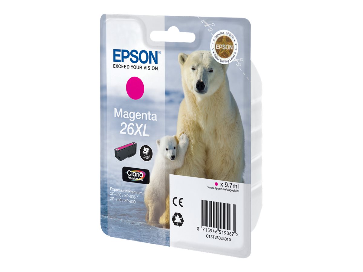 Epson Polar bear Singlepack Magenta 26XL Claria Premium Ink