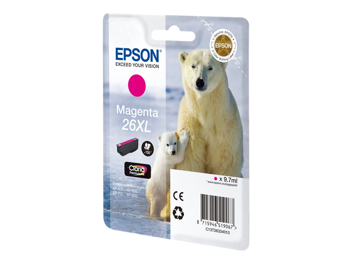Epson Polar bear Singlepack Magenta 26XL Claria Premium Ink