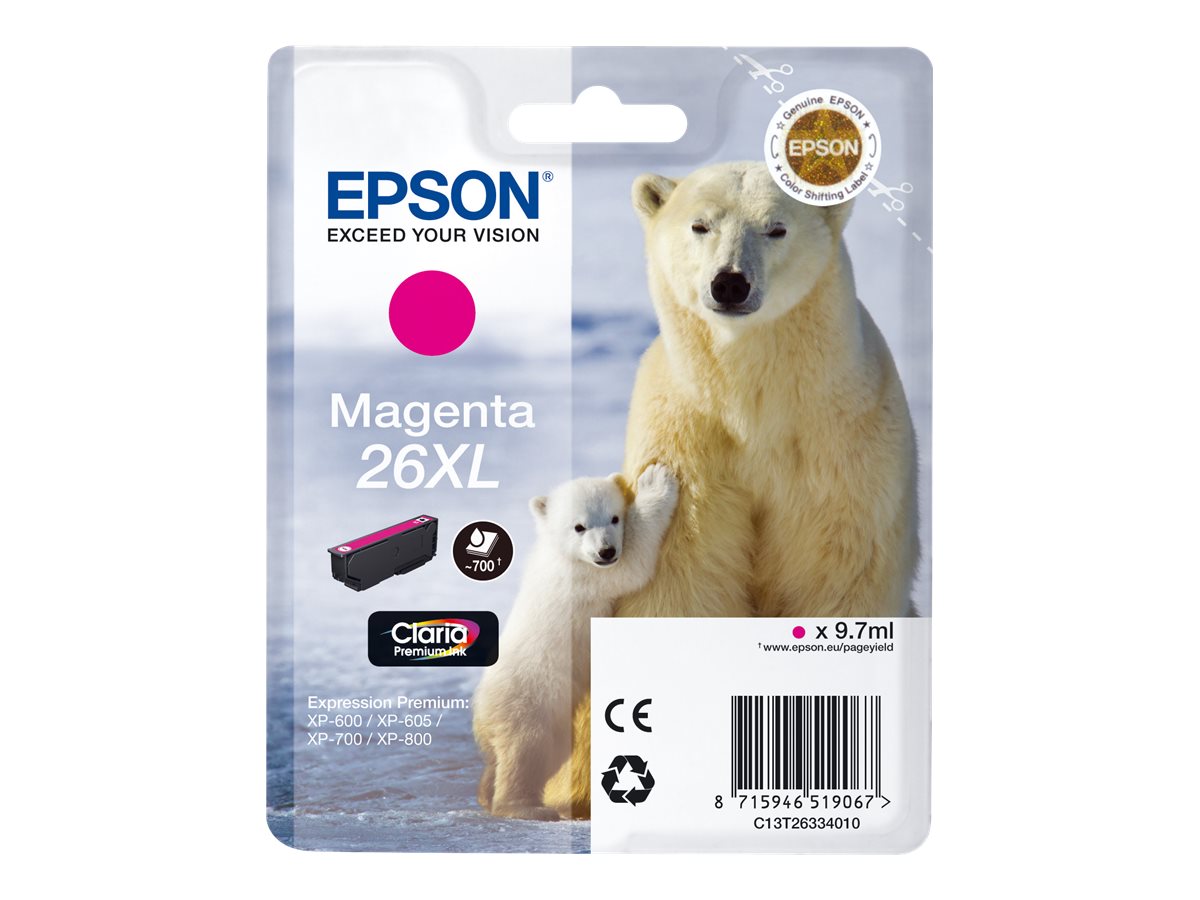 Epson Polar bear Singlepack Magenta 26XL Claria Premium Ink