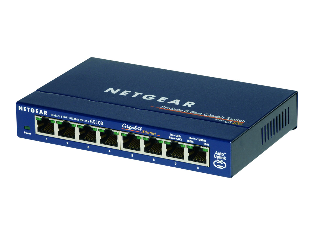 NETGEAR GS108GE commutateur rseau Non-gr Gigabit Ethernet (10/100/1000) Bleu