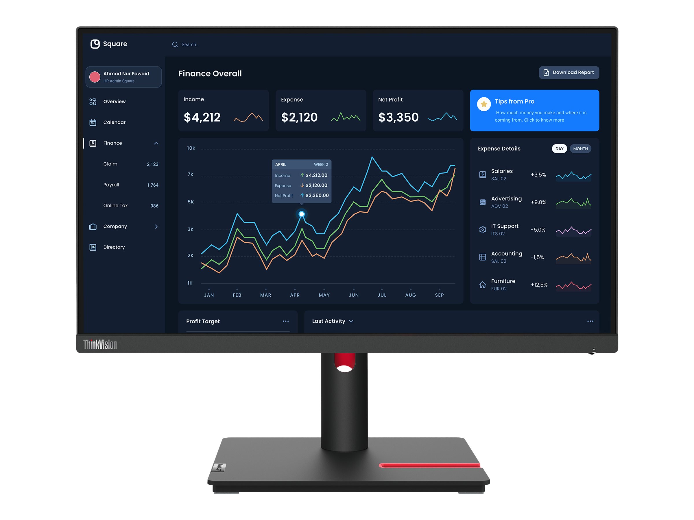 Lenovo ThinkVision T22i-30 - LED-Monitor - 55.9 cm (22)