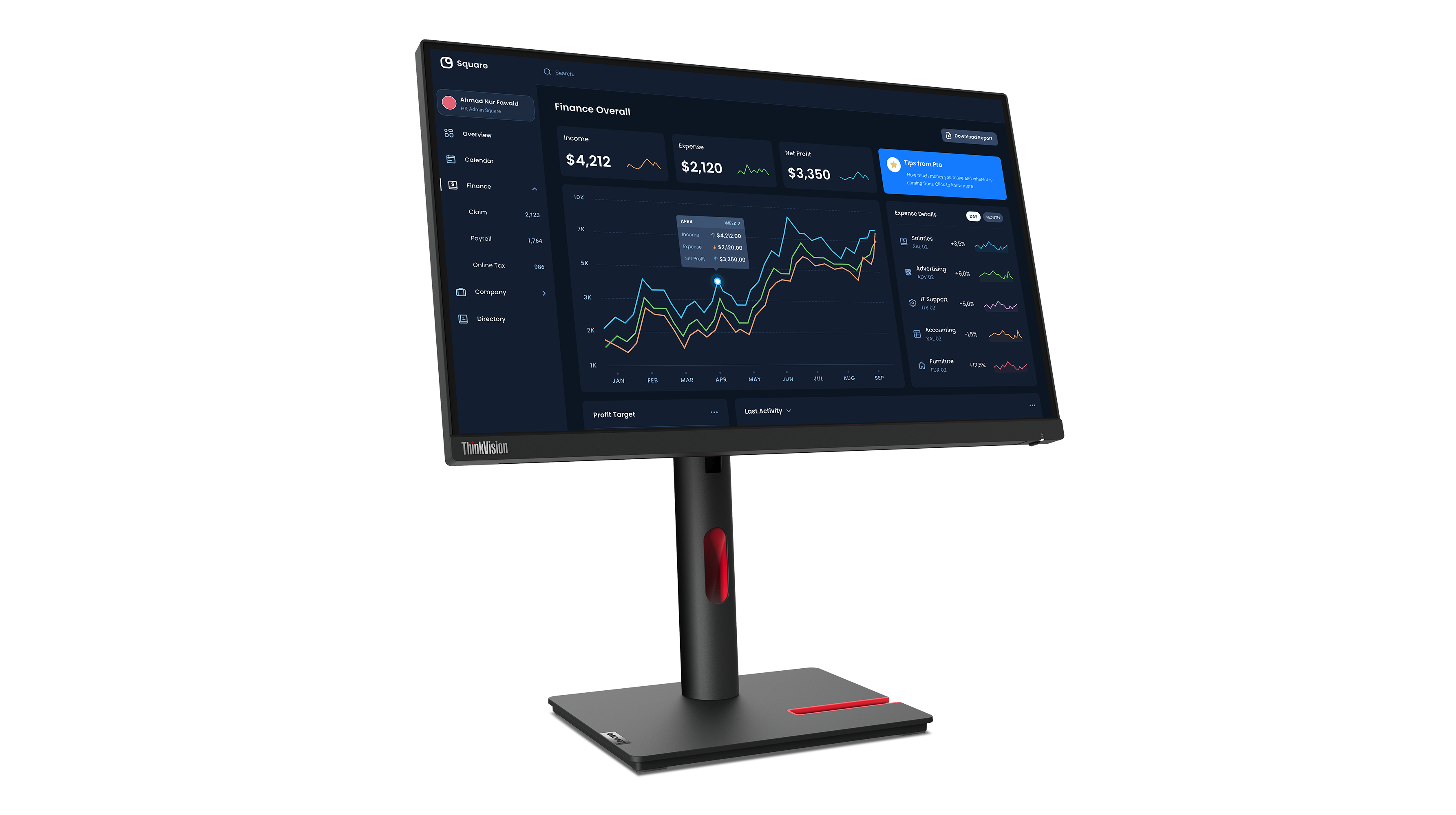 Lenovo ThinkVision T22i-30 - LED-Monitor - 55.9 cm (22)