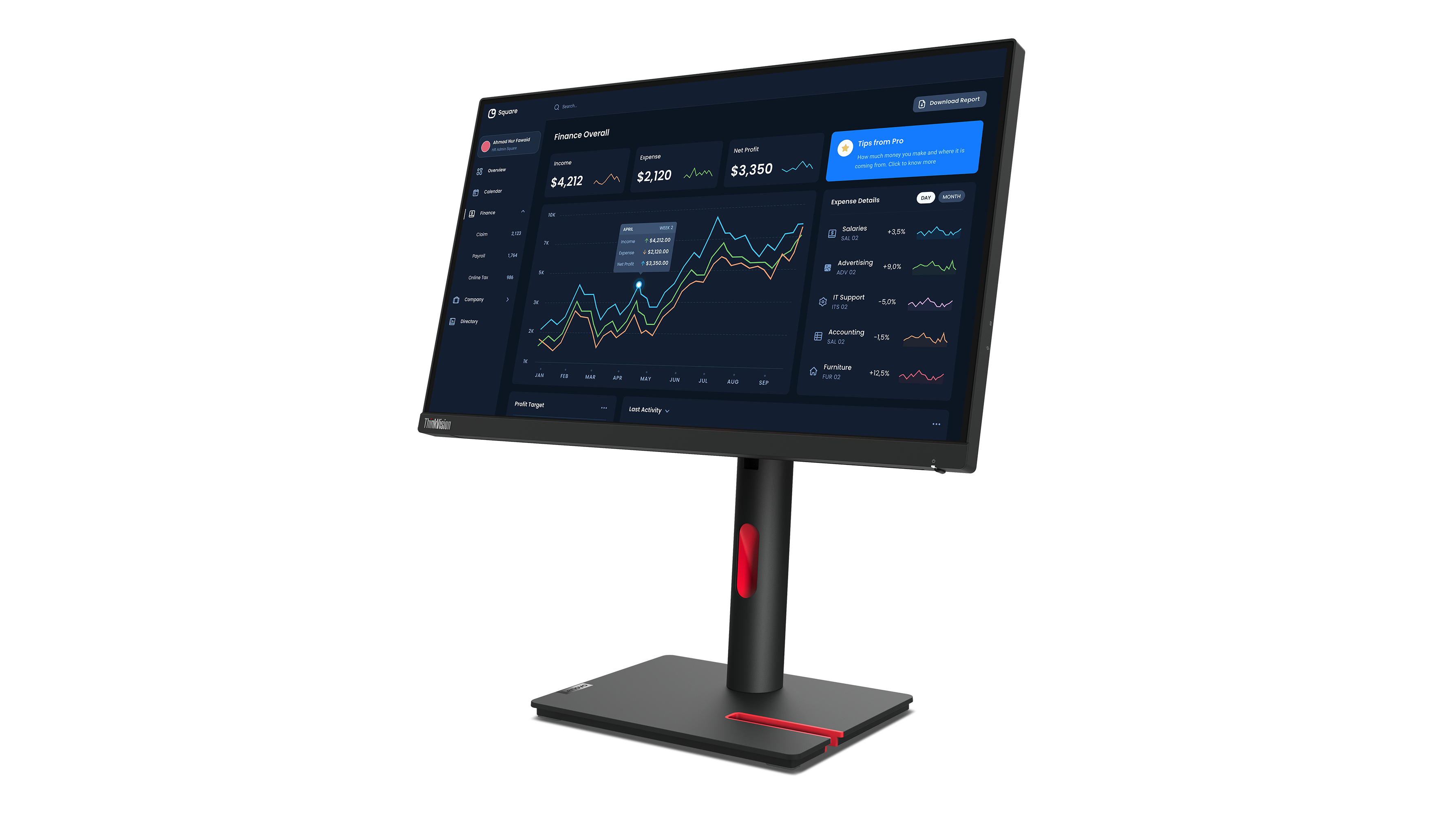 Lenovo ThinkVision T22i-30 - LED-Monitor - 55.9 cm (22)