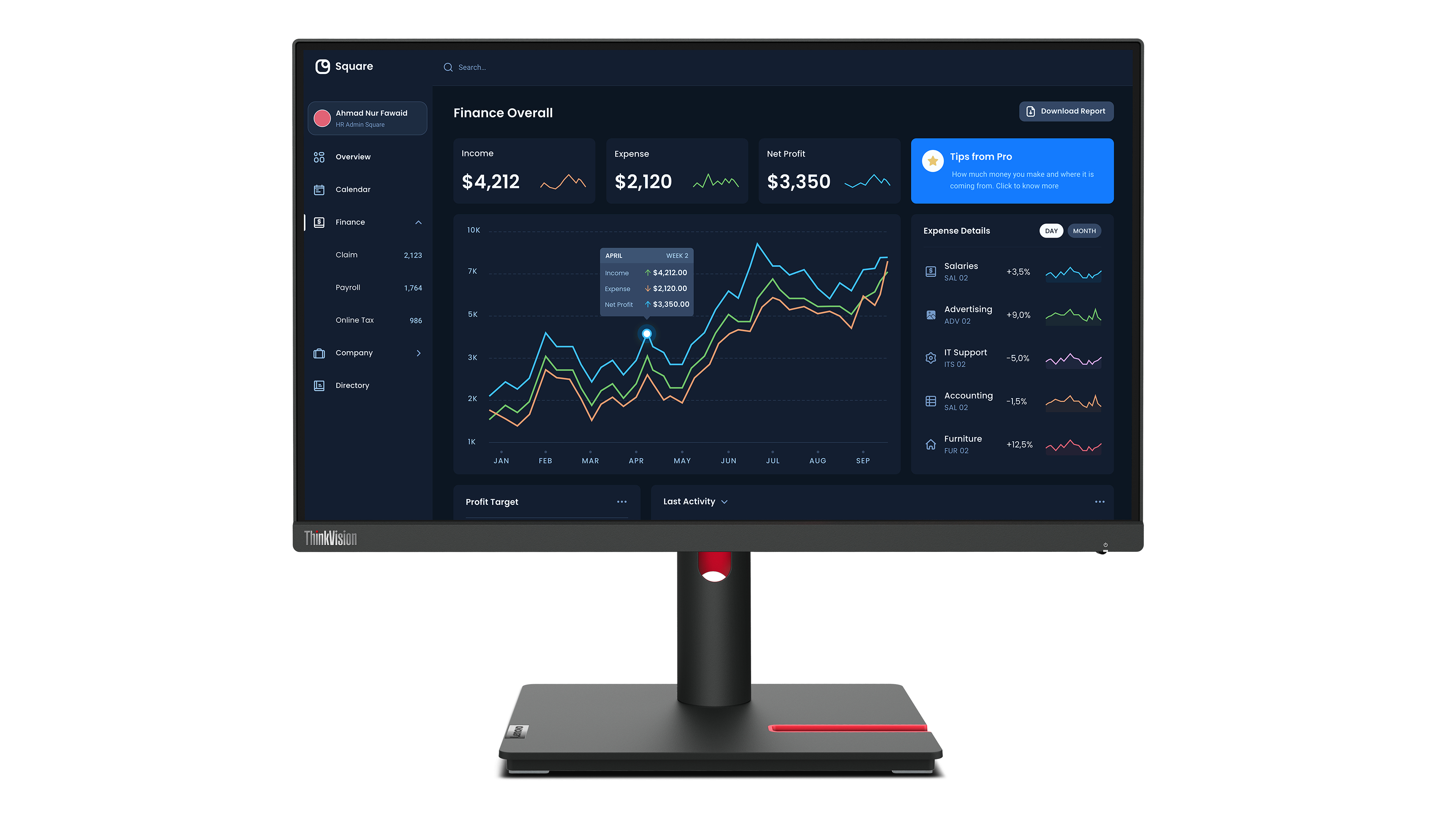 Lenovo ThinkVision T22i-30 - LED-Monitor - 55.9 cm (22)