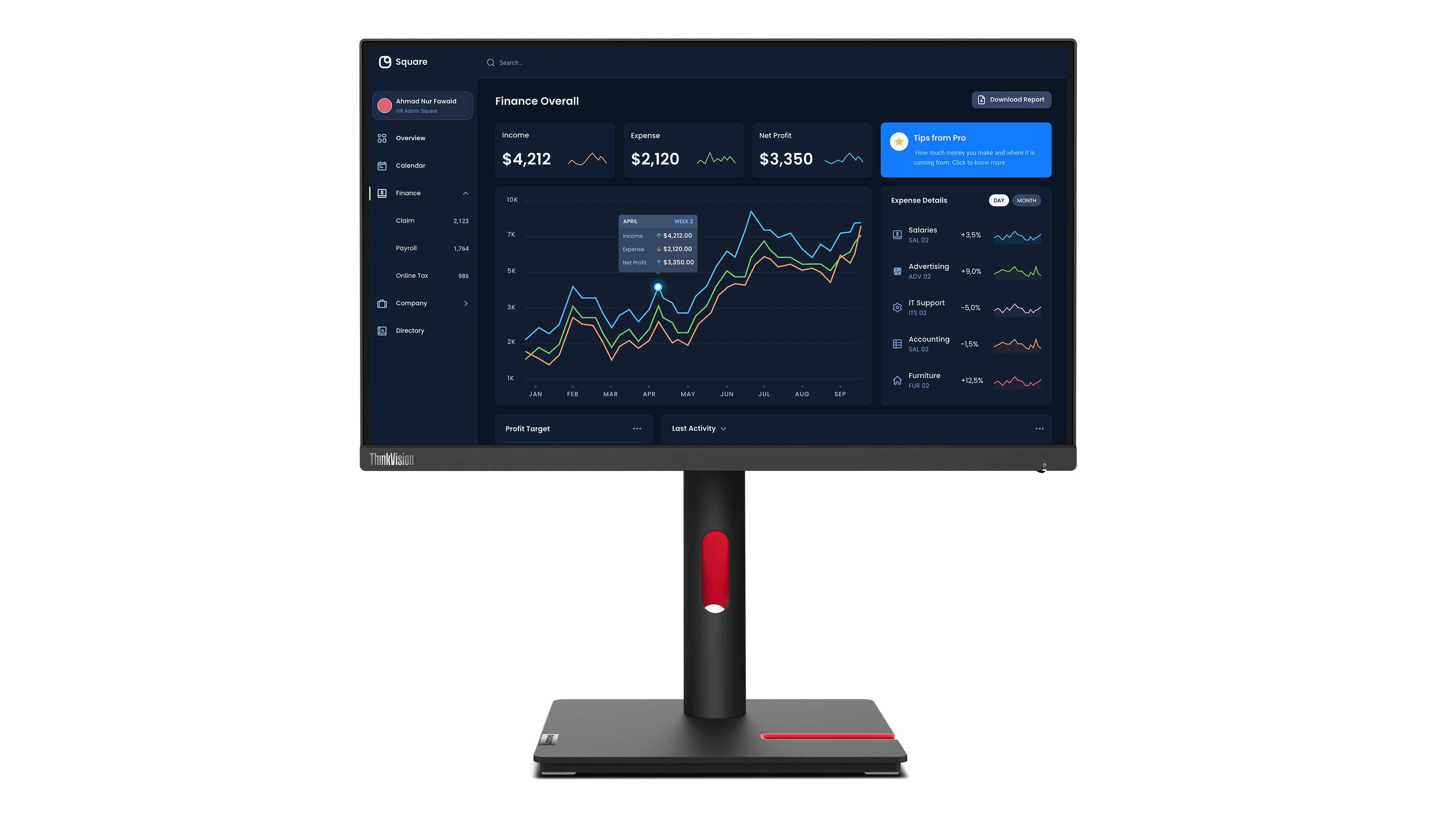 Lenovo ThinkVision T22i-30 - LED-Monitor - 55.9 cm (22)
