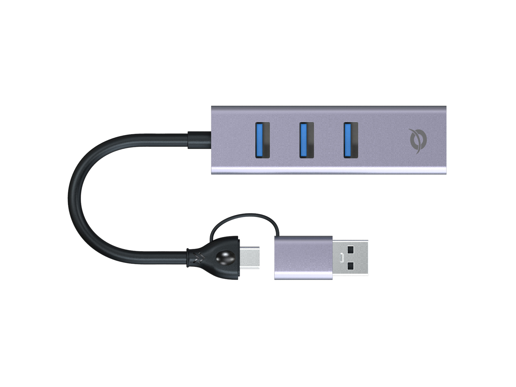 Conceptronic Adapter USB-C/-A3.0->GbE+3x-A3.0 5Gbs gr - Adapter - Digital/Daten