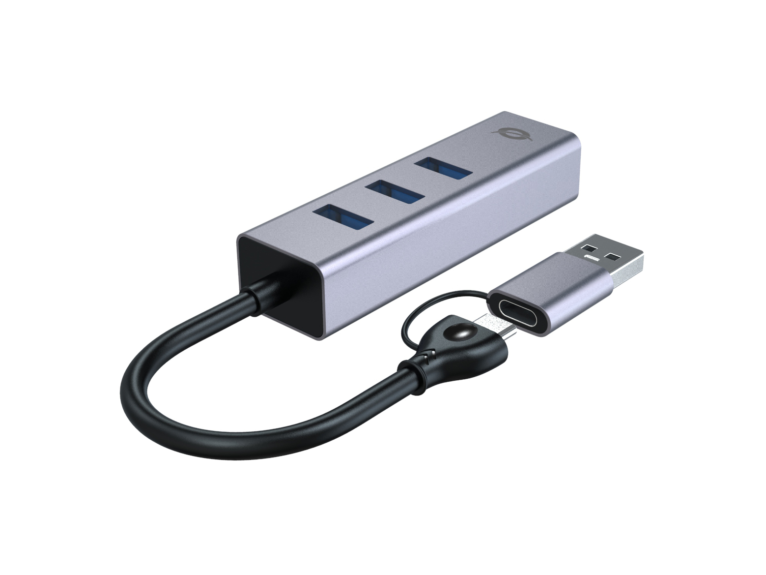 Conceptronic Adapter USB-C/-A3.0->GbE+3x-A3.0 5Gbs gr - Adapter - Digital/Daten