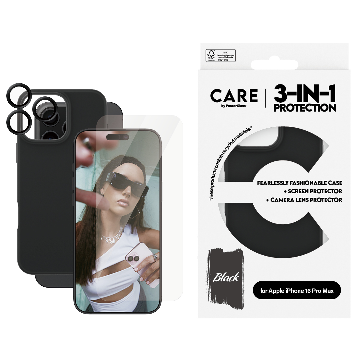 PanzerGlass CARE by PanzerGlass - Hintere Abdeckung f�r Mobiltelefon - Aluminiumlegierung, fettabweisende Beschichtung, Polyethylenterephthalat (PET)