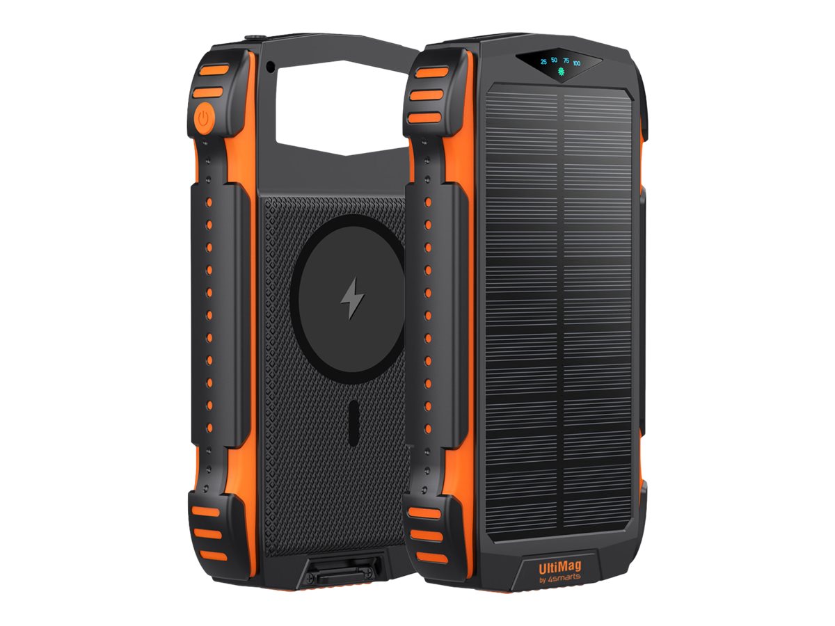 4smarts TitanPack - Solar-Powerbank - robust - Li-Pol - 20000 mAh - 20 Watt - 3 A - QC 3.0, PD 3.0 - 5 Ausgabeanschlussstellen (24 pin USB-C, Solarpanel, USB Typ A)