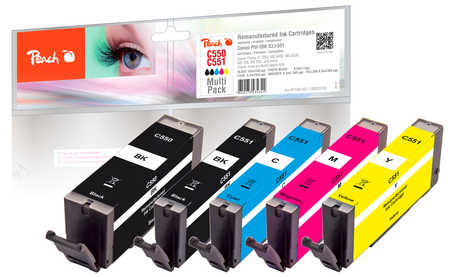 Peach PI100-327 schwarz Pack Schwarz, CLI-551, - Photo zu: Tintenpatrone Peach kompatibel Canon Multi - Magenta, 5er-Pack Gelb, - S (Alternative - | Cyan, PGI-550) - Canon