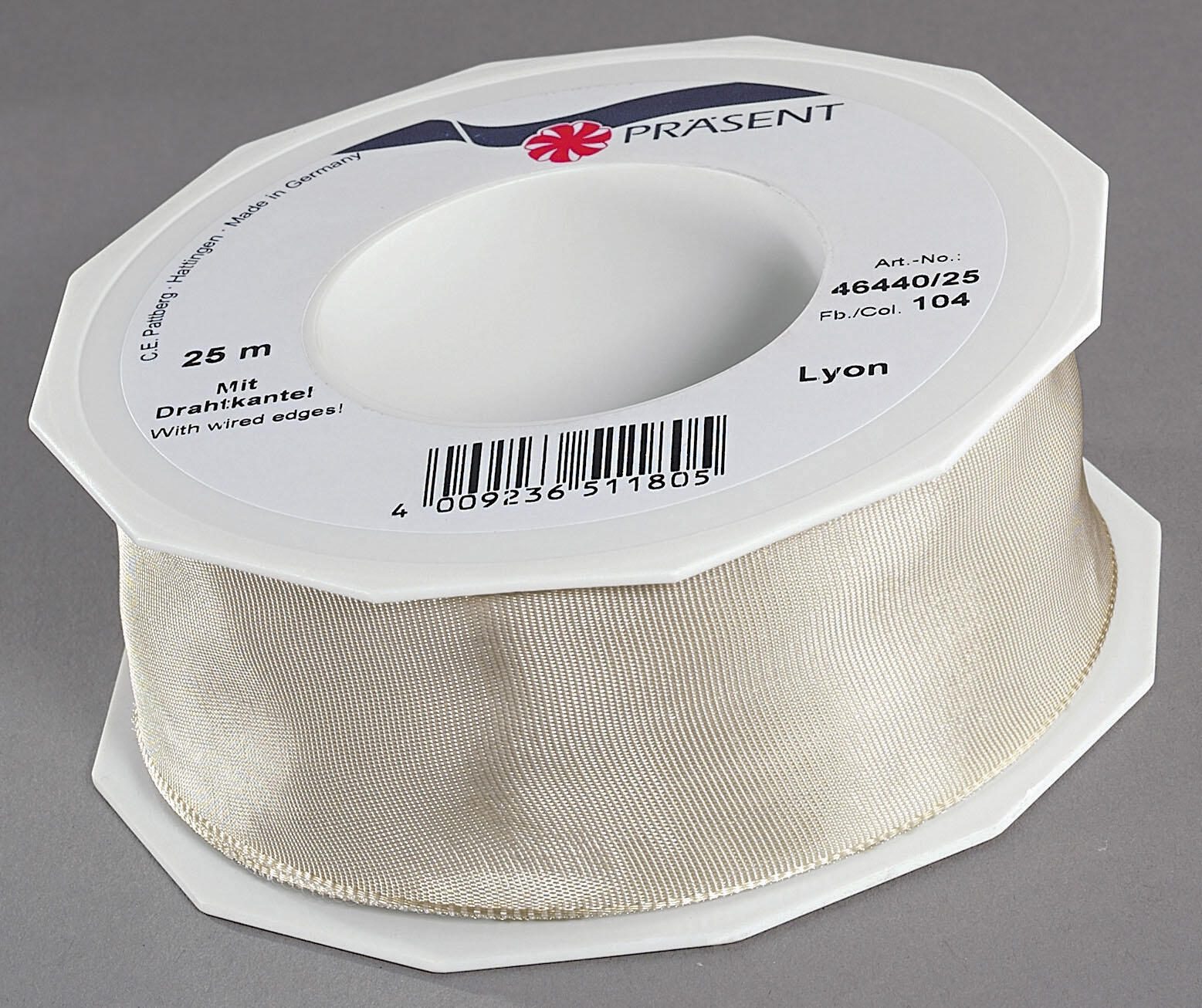 C.E. Pattberg Geschenkband LYON glnzend creme 40.0 mm x 25.0m