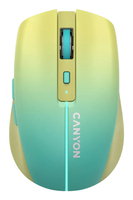 Canyon MW-44, 2 in 1 Optin? belaid? pel? with 8 buttons, DPI 800/1200/1600, 2 mode(BT/ 2.4GHz), 500mAh Lithium battery,7 single color LED light , Geltona-M?lyna(Gradient), kabelio ilgis 0.8m, 102*64*35mm, 0.075kg