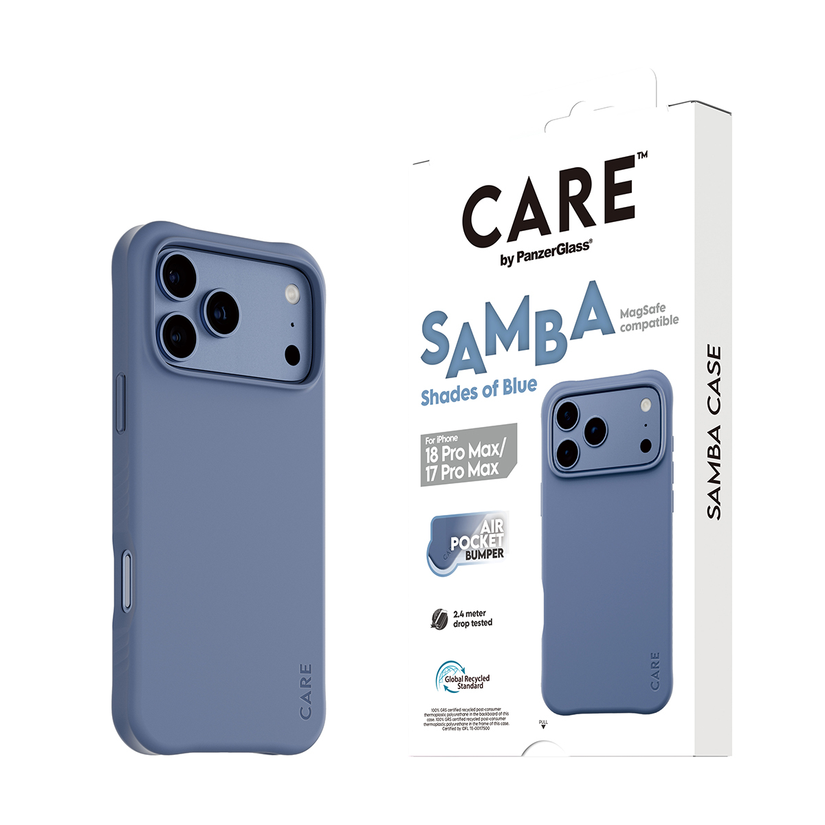 PanzerGlass CARE by � Samba Case Shades of Blue w. MagSafe iPhone 18 Pro Max | 17 Pro Max custodia per cellulare Cover Blu