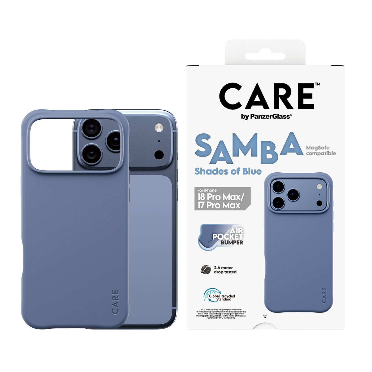 PanzerGlass CARE by � Samba Case Shades of Blue w. MagSafe iPhone 18 Pro Max | 17 Pro Max custodia per cellulare Cover Blu
