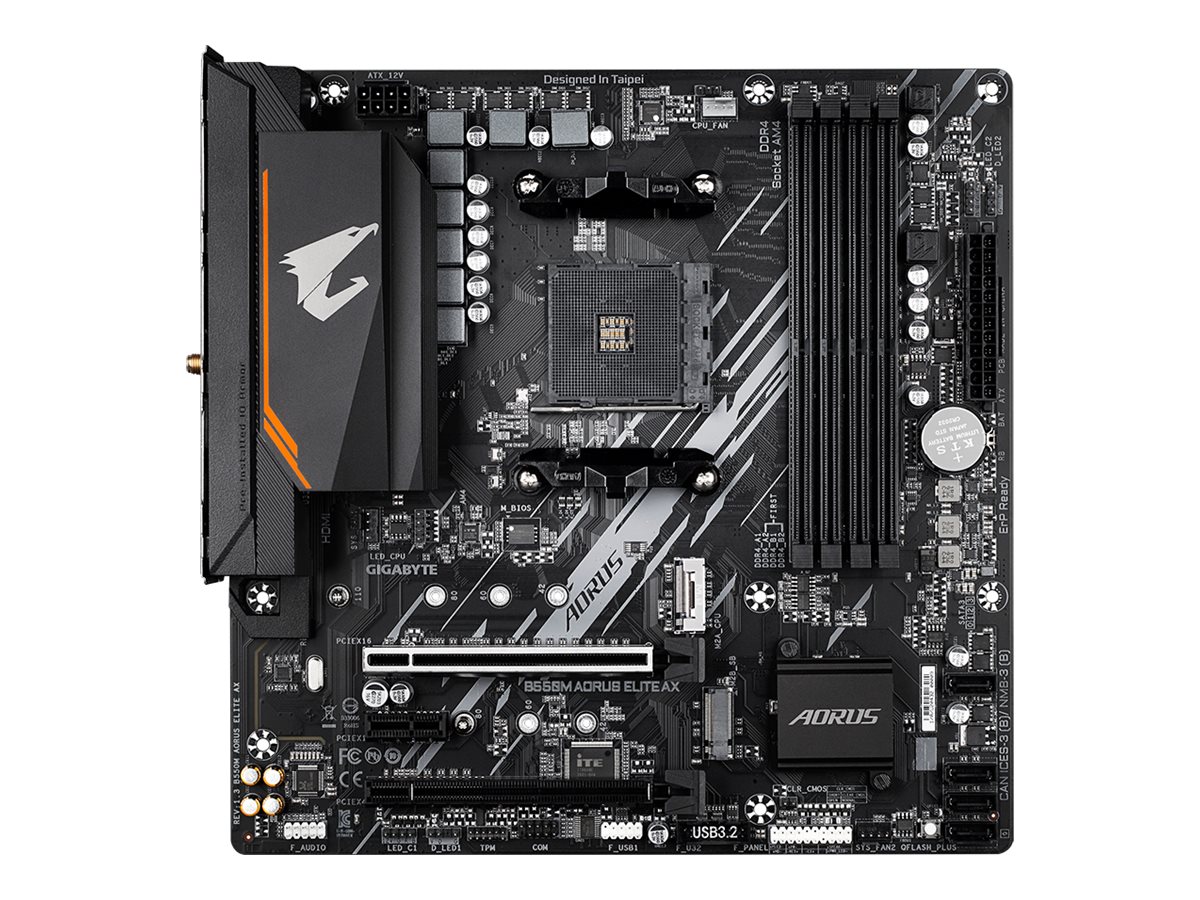 Gigabyte AORUS B550M ELITE AX - 1.3 - Motherboard - micro ATX - Socket AM4 - AMD B550 Chipsatz - USB 3.2 Gen 1 - Gigabit LAN, Wi-Fi, Bluetooth - Onboard-Grafik (CPU erforderlich)