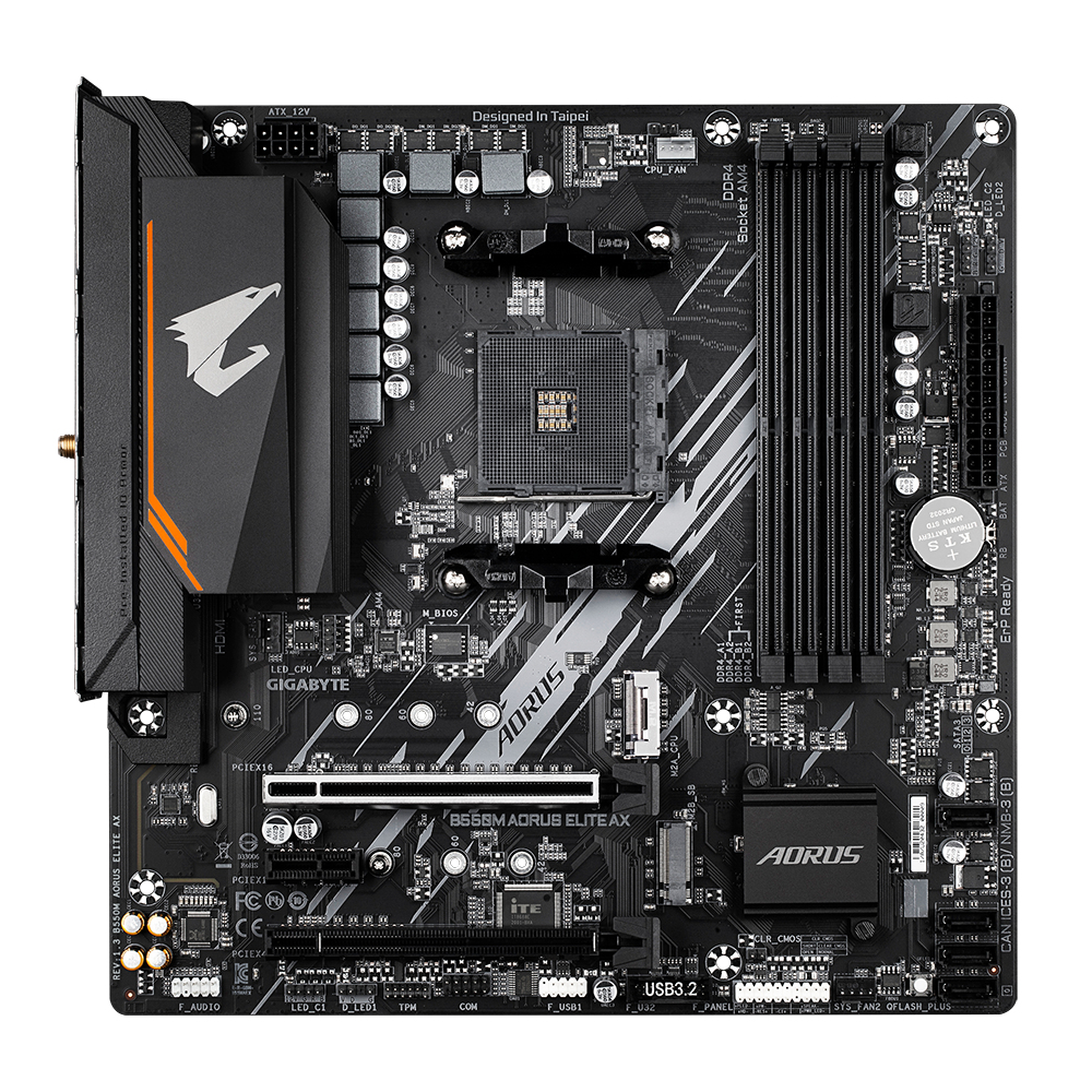 Gigabyte AORUS B550M ELITE AX - 1.3 - Motherboard - micro ATX - Socket AM4 - AMD B550 Chipsatz - USB 3.2 Gen 1 - Gigabit LAN, Wi-Fi, Bluetooth - Onboard-Grafik (CPU erforderlich)