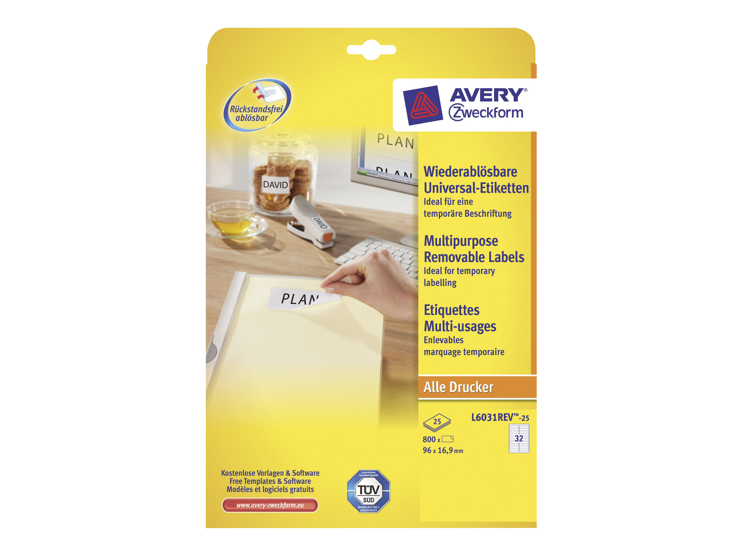 Avery Removable Labels 96 x 16,9mm (25)