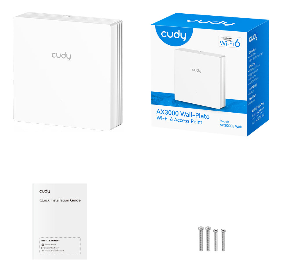 Cudy AP3000E Wall 2976 Mbit/s White Power over Ethernet (PoE)
