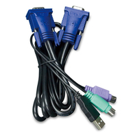 Planet KVM-KC1-3 - 3 m - USB - PS/2 - USB - PS/2 - VGA - Schwarz - Blau - D-sub port (15 female)