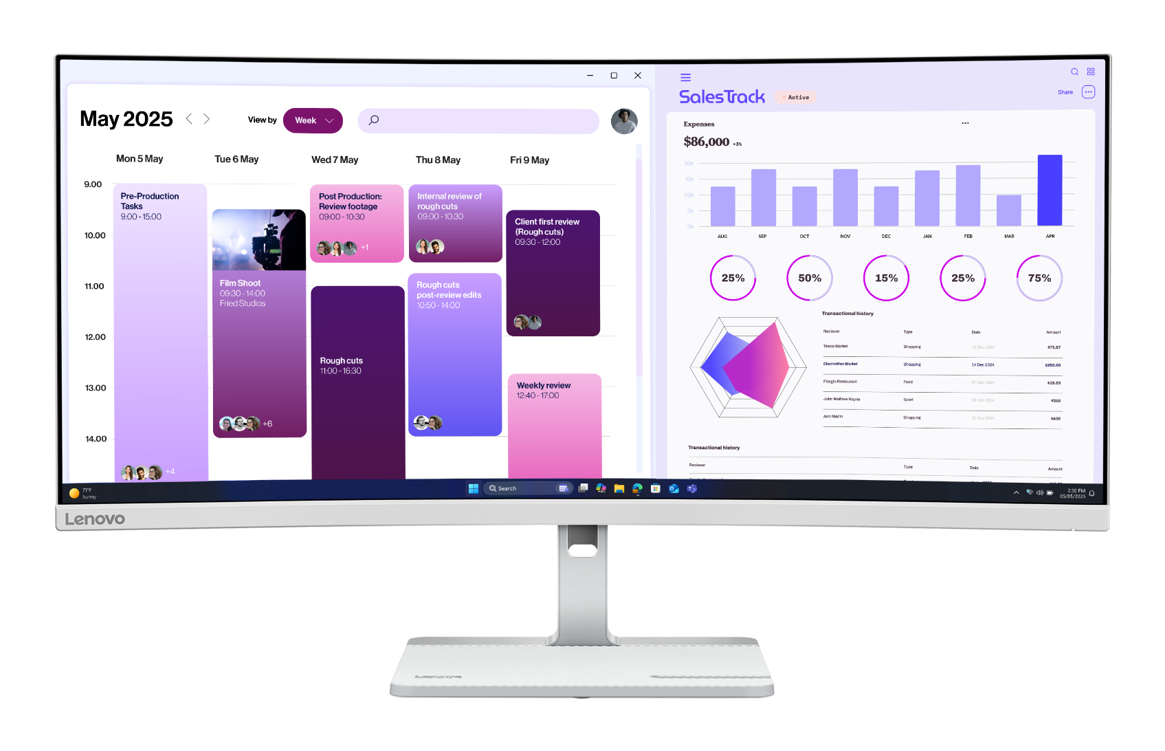 Lenovo L34W-4C - LED-Monitor - gebogen - 86.4 cm (34)