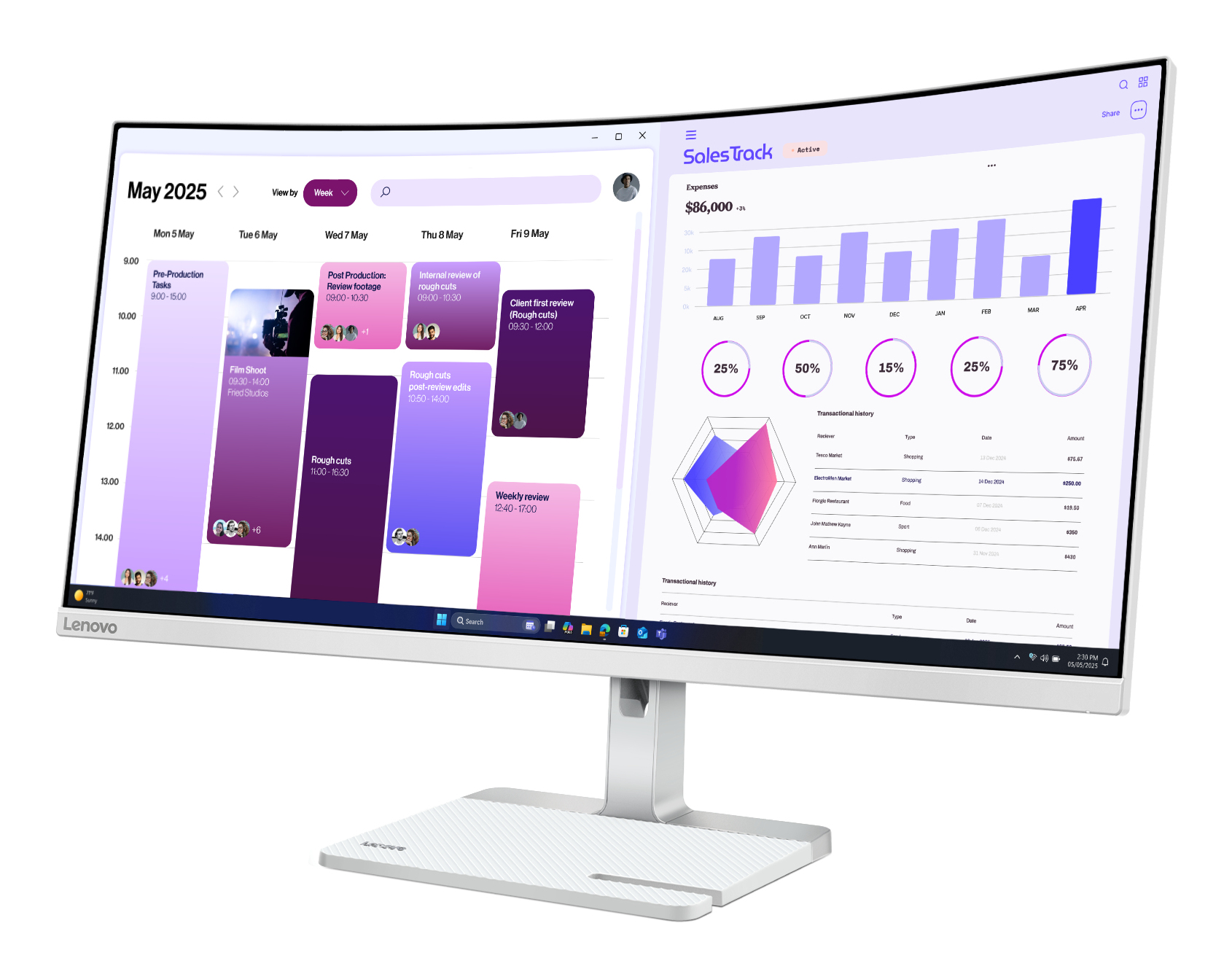 Lenovo L34W-4C - LED-Monitor - gebogen - 86.4 cm (34)