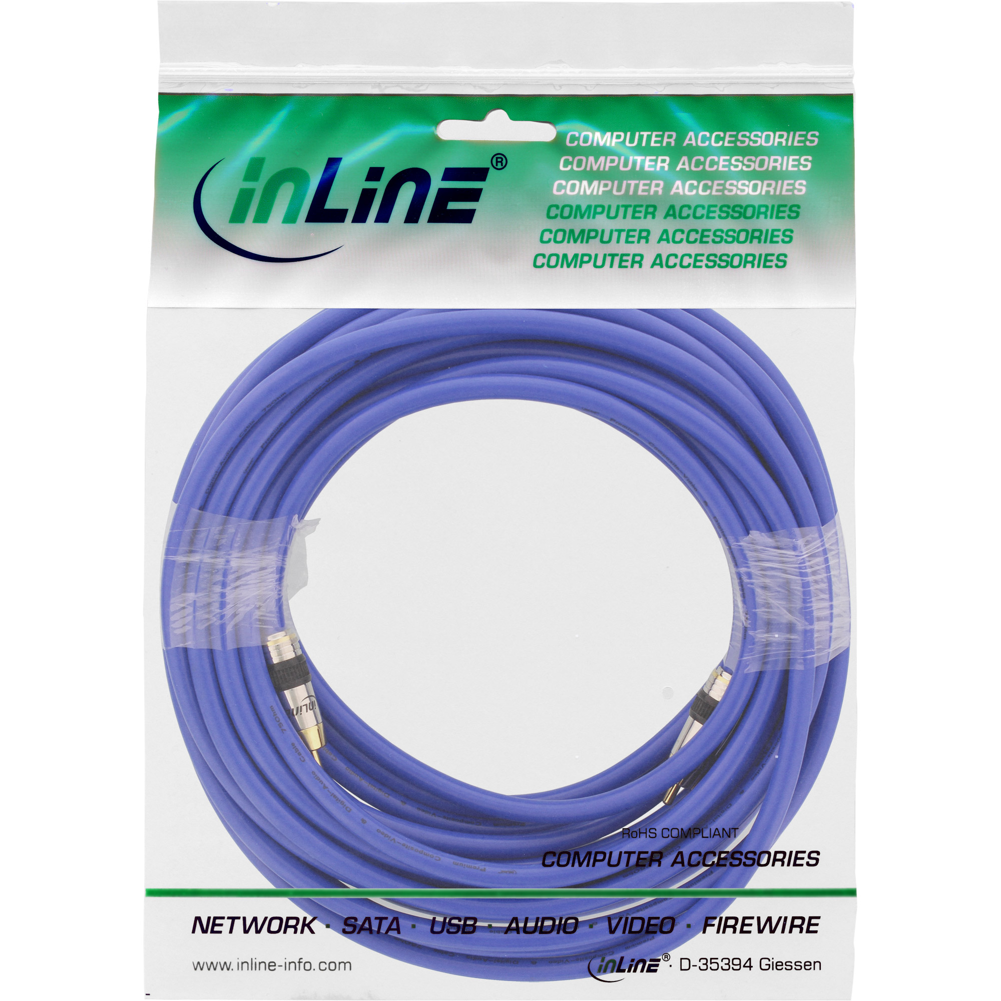 InLine 89810P c�ble video composite 10 m RCA Bleu