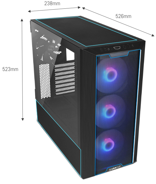 Lian Li LANCOOL III Midi Tower Negro, Transparente